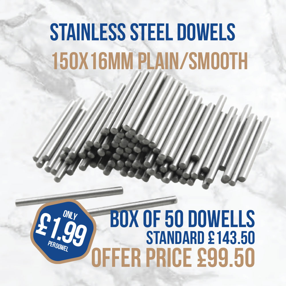 150x16mm Box of 50 Dowels (Plain)