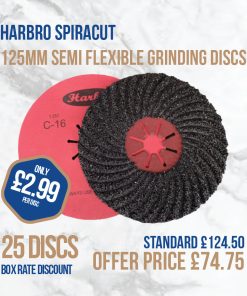 Harbro Spiracuts – 125mm (BOX 25 DISCS) Semi-Flexible Grinding Discs