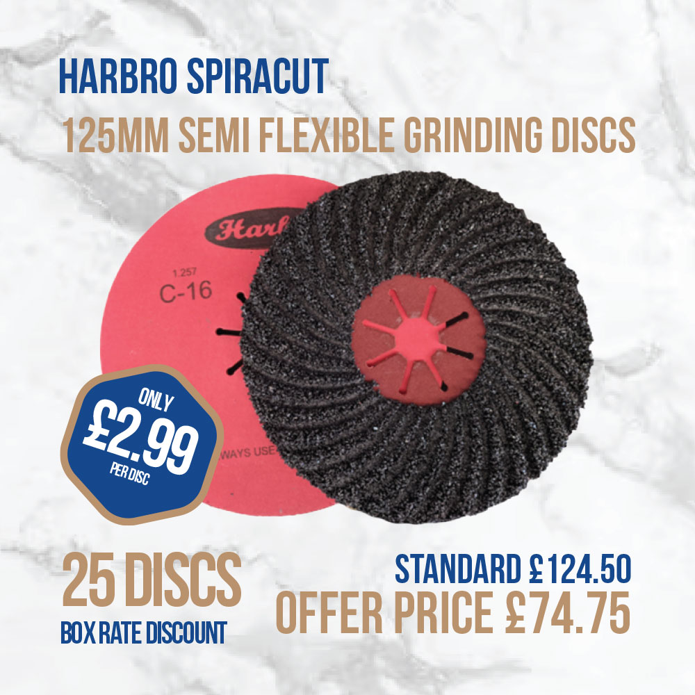 Harbro Spiracuts – 125mm (BOX 25 DISCS) Semi-Flexible Grinding Discs