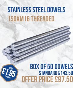 150xM16mm Box of 50 Dowels (Threaded)